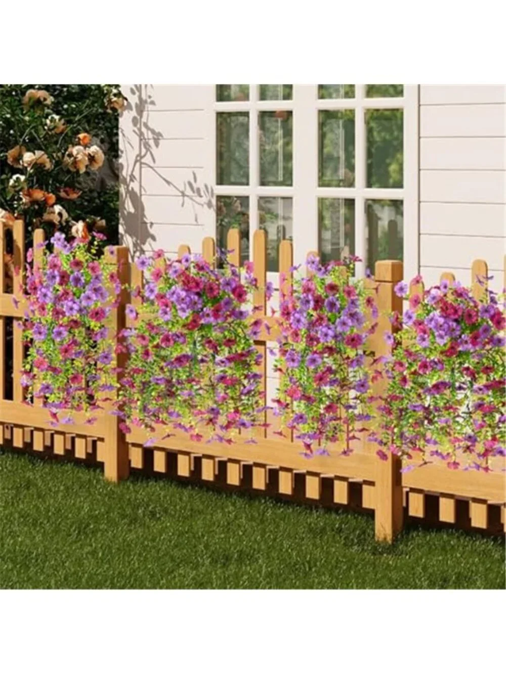 2Pcs Artificial Fake Flowers Outdoor Hanging UV Resistant Faux Daisy Patio Decor